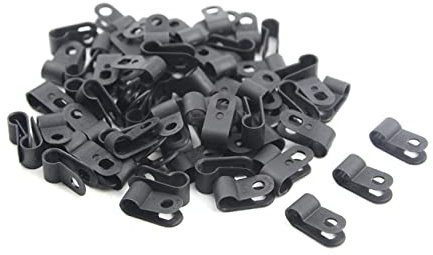 TOVOT 200 Stück R-Typ Kabelschellen Clips de Câble en Plastique Schwarze Kabel Clips (6.5mm)