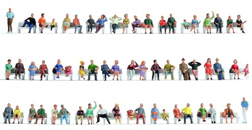 NOCH® Mega-Spar-Set „Sitzende“, 60 Figuren aus Kunststoff, handkoloriert für Spur H0 perfekt für Modellbau, Dioramen und Hobby
