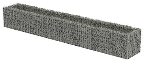 vidaXL Lit Surélevé à Gabion Acier Galvanisé Argenté 360x50x50 cm Jardinière