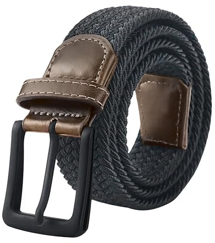 Maikun Elastic Mens Belt, Braided Stretch Woven Belts for Men for Work,Golf and Jeans. Color Black,Length 43