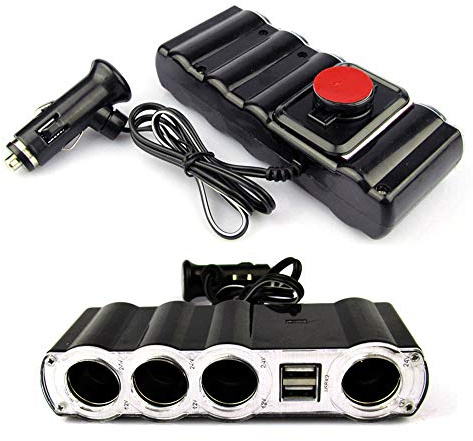 One for four cigarette lighter with dual USB vehicle power distributor