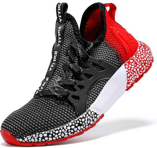 VITIKE Jungen Sneaker Jungen Schuhe Hallenschuhe Tennis Turnschuhe Laufschuhe Schnürer Freizeit Schnürer Sportschuhe,821 Rot,39 EU