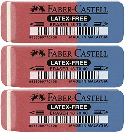 Faber-Castell 187040 - Radierer Latex-free, Tinte/Blei, 7070-40 (3 Stück)