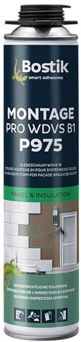 BOSTIK P975 Montage Pro WDVS B1-750ml | Klebeschaum WDVS 1K - Polyurethan-Klebeschaum - Gute Schall - Isolier - und Wärmedämmwerte