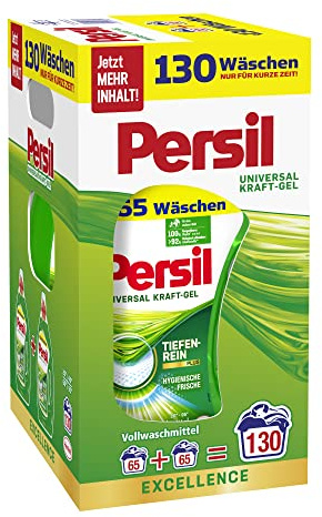 Persil Universal Kraft-Gel Flüssigwaschmittel (130 Waschladungen), Vollwaschmittel mit hochwirksamer Tiefenrein-Plus Technologie, 92% biologisch abbaubare Inhaltsstoffe*