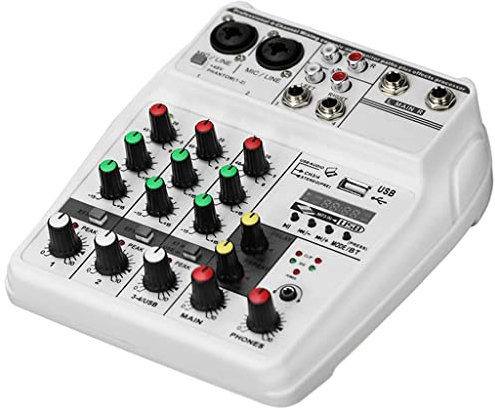 HMTE Console de mixage de Carte Son numérique 4 canaux Bluetooth O Mixer entrée USB Alimentation 48v pour l'enregistrement de Musique