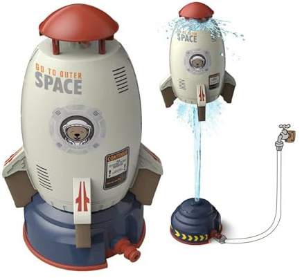 Goolsky Outdoor Wassersprinkler, Raketendesign Wasserbetriebener Start & Drehung, Outdoor Wasserdruck-Hebesprinkler Spielzeug, Sommer Garten Wasserspielzeug & Geburtstagsgeschenk für Teenager