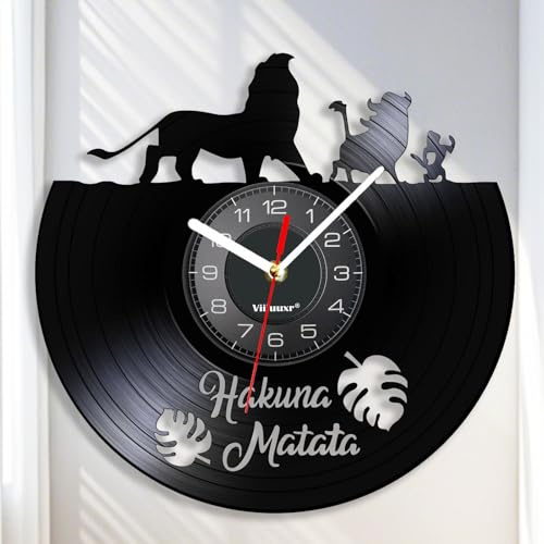 Viiluuxr Wanduhr Modern Vinyl Schallplatte Wanduhren the Lion Uhr Wand King Ohne Tickgeräusche Wanduhr Kinder Lautlos Deko Wohnzimmer Küchenuhr Badezimmeruhr Schlafzimmer 12 Zoll Quarzuhr.