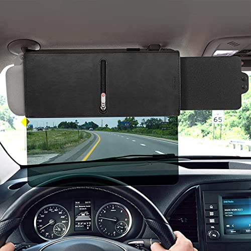 Dirfuny Car Visor Sunshade with Zipper, Car Visor Anti-glare Sunshade Extender for Front Seat Driver and Passenger