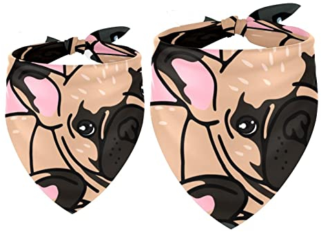 2er-Pack Hundehalstücher Entzückende französische Bulldogge Mädchen-Jungen-Lätzchen, Hundeschal, Kopftuch, Zubehör für kleine, mittelgroße und große Hunde, Welpen, Katzen, Haustiere