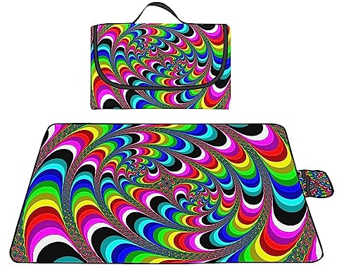 TengYuer Outdoor Picknickdecke 200x300cm Picknickdecke Wasserdicht Weich Tragbar mit Tragegriff für Camping Picknick Wandern Reisen Campingdecke Schwarz Weiß Abstrakt