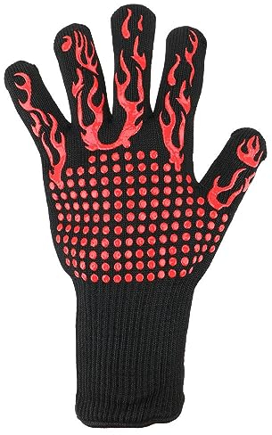 SRGDRR rutschfeste feuerfeste Mikrowellen-Ofenhandschuhe, extrem hitzebeständige Ofenhandschuhe, 300–500 °C, flammhemmende Grillhandschuhe, rot, 31 x 15,5 cm