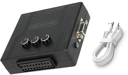 NATEFEMIN Console RGBS VGA SCART to YPBPR Converter, Support Sound Left and Right Channel Input SCART for N64 for PS1 for PS2 Accessories