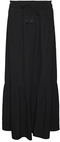 VERO MODA Vmpretty HW Maxi Skirt Wvn Ga Noos Gonna, Nero, XL Donna