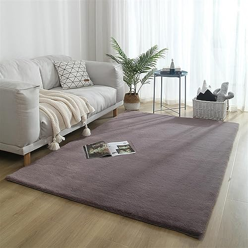ZWPILY Hochflor Teppich, Einfarbig, Flauschiger Langflor Teppich, Shaggy Flokati, Rechteckig, Pflegeleicht, Wohnzimmerteppich - Fellteppich - Modern Kunstfell Carpet für Schlafzimmer,Lila,200x400 cm