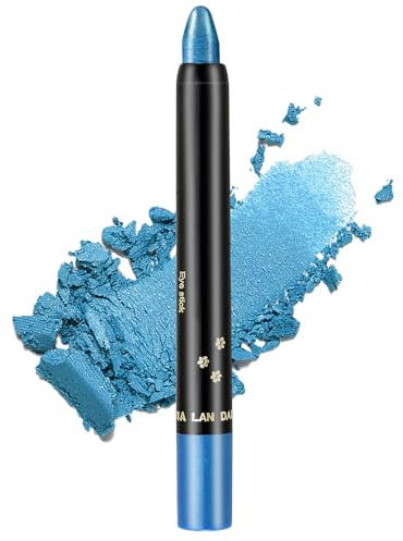 Jutqut Blau Glitzer Lidschatten Stift, Wasserfest Eyeliner Stick, Schimmer Metallic Lidschattenstift, Long Lasting Eyeshadow Pencil, Perlglanz Cream Augenstift, Waterproof Augen Make up #10