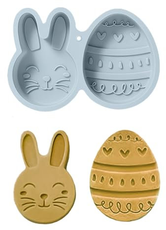 Recitem Hase Silikonform Backform,3D Osterhase Kerzenformen Seifenform,Ohren Hase Mousse Kuchenform,Silikon-Kerzenform,für Tortendeko, Schokolade Sojawachs Kerzen,Ostergeschenke (Blau)