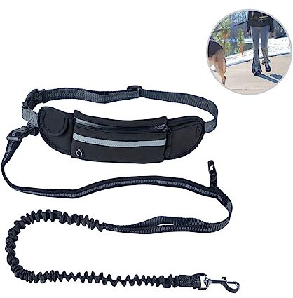 Housoutil Hands Hundeleine Mit Verstellbarem Bauchgurt Und Wasserdichter Tasche Für Joggen Wandern Und Für Aktive Hundebesitzer Schwarz