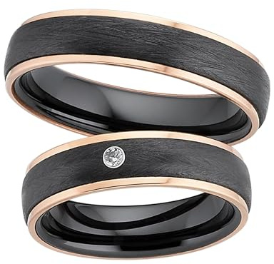 123traumringe Eheringe in Titan, Keramik & Roségold I Partnerringe mit Zirkonia & Etui I Gravierbare Eheringe mit Ringgröße 50-70 mm I Edle Verlobungsringe in 5 mm Breite & 2,2 mm Stärke I S66