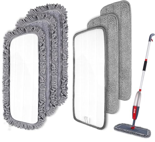 Housse de Nettoyage Remplacement, 6PCS Microfibre de Balai Mop Remplacement pour Serpillère Spray/Nettoyeur Vapeur, Lot de 6 Housse de Nettoyage Rechange Mop de Tampon pour Balai/Plat(41x14cm)