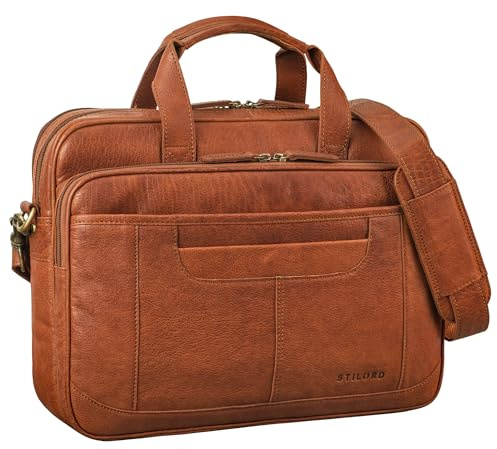 STILORD Quest Aktentasche Herren Leder Laptoptasche 15,6 Zoll Umhängetasche Vintage Dokumententasche Groß Arbeitstasche Damen für Business Uni Farbe:maraska - braun