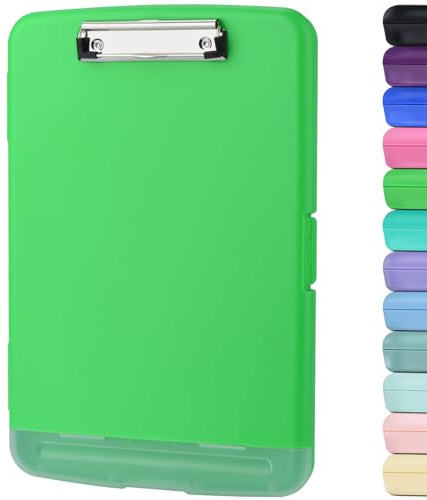 ZCZN Porte-Bloc A4 avec Pince, Planche à Pince Étanche de Rangement, Avec Compartiment à Stylo Séparé, Idéal pour l'École, le Bureau Industriel, Écriture Feuilles - Vert