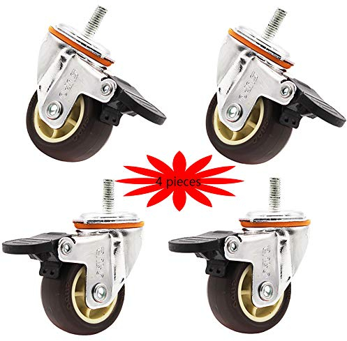 IBOWZ Transportrollen Lenkrollen 1,5-Zoll-Lenkschaftrollen ø38 mm,Schraubbolzen M6 * 15,Gummi-Möbelrolle mit Staubring,Belastung 200 lb,Stummschaltung