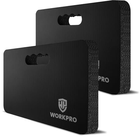 WORKPRO Coussins de Genoux de Jardinage 2 Pièces, Genouillère Travail Noir, Tapis Jardin Extérieur, Tapis Extra Épaisse pour Jardin, Bain Bébé, Yoga et Travail, 44 x 28 x 3,6 CM