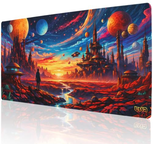 Tilt Gaming Mauspad 1000x500 mm - 4 mm rutschfeste Schreibtischunterlage Groß - Speed-Oberfläche & HD-Druck - Maschinenwaschbar Mousepad XXL für Gaming und Büro - Cosmic Discoveries Desk Mat