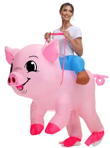Anroong Aufblasbare Kostüm für Erwachsene Schwein Kostüm Halloween Blow Up Ride on Piggy Kostüme Frauen Tier Anzug Cosplay Party