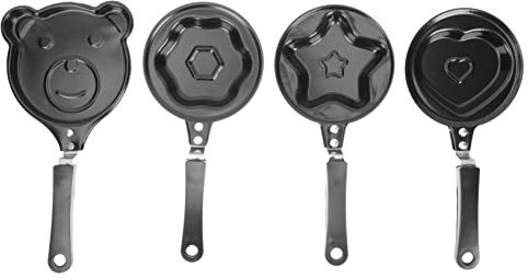 Cabilock 4pcs Non-Stick Pancake and Omelette Pan Creative Animal Shapes Breakfast Cookware for Family Safe and Practical Mini Frying Pans Heart Star Pig Flower