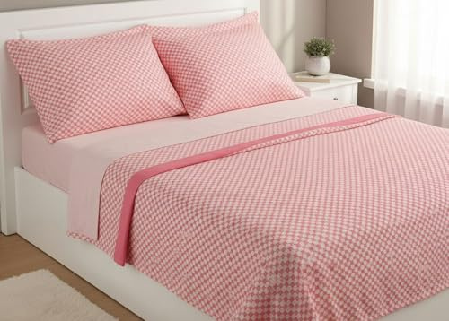 Viterbo Biancheria Juego de sábanas completo para cama de matrimonio de forro polar con estampado Kenia (Classic Rosa)
