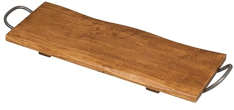 Tala Large Presentation & Display Board with Metal Handles, Lacquered Wood with Oak-Look Finish, Ideal for Serving Meats, Cheeses and Sweets, Ideal for Buffets and Food Displays, Measures 60x22x2cm