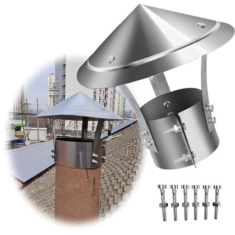 Chapeau De Cheminée Protège Pluie, Chapeau Cheminée Chinois Anti-Pluie Et Neige, Capuchon De Cheminée En Acier Inoxydable, Pour Poêles Bois Pellets Et Chaudières Fumer(250 mm-9.84 in)