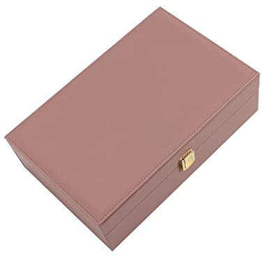Smyckesorganisatör Smyckefodral Smyckeskrin Pu Läder Dubbel Smyckeskrin Förvaringslåda Inbyggd flockring Örhänge Halsband Armband Klocka Förvaringslåda 11,65 tum Stora smycken