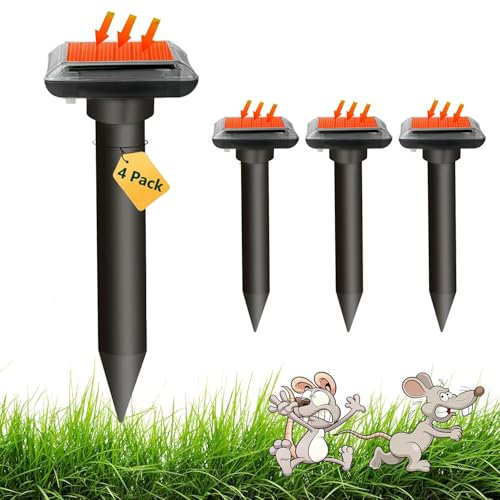 Queath Solar Maulwurfschreck,Um wühlmäuse zu vertreiben,Ultraschall Maulwurfschreck für Vertreiben Wühlmäuse,Maulwürfe vertreibens,Wühlmausschreck,Mole Repellent,Maulwurf vertreiber 4 Stück