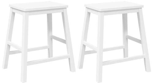vidaXL Barstühle 2 STK. Weiß Massivholz Gummibaum