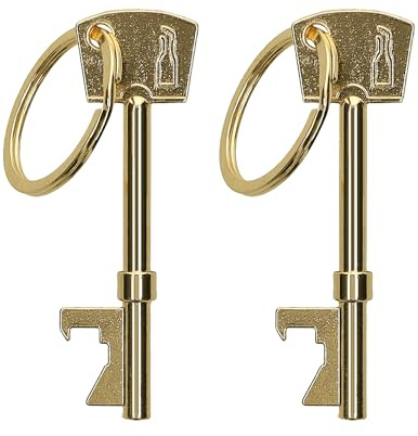 kwmobile 2x Flaschenöffner in Schlüsselform - Bottle Opener Set - Aluminium Schlüsselanhänger - Kronkorken Öffner für Bier Soda Soft Drinks - Gold