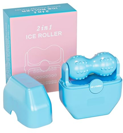 Mr.roller Rouleau à glace 2 en 1 pour le visage et les yeux, rouleau à glace pour massage des yeux, beauté du visage pour homme et femme, réduit les gonflements, rétrécit les pores, améliore