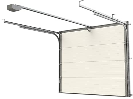 GM Portes - Porte de garage LINE Sectionnelle Premontée | Panneaux sans lignes Woodgrain | Inclus 200cm X 240cm - Moteur: Somfy 600io - Wifi | Blanc - Sans ligne woodgrain