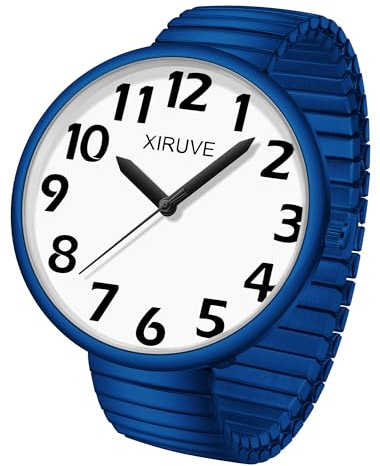 XIRUVE Femme Homme Facile à Lire Super Grand Cadran Chiffres Arabes Bracelet Élastique en Acier Inoxydable Montre à Quartz Analogique