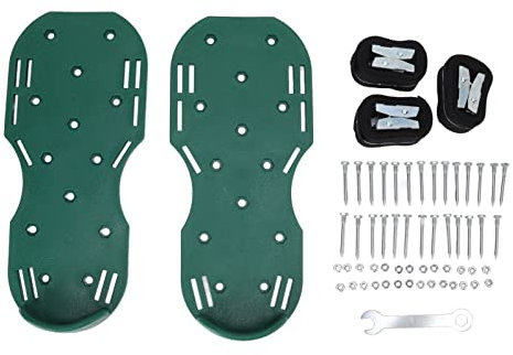 Zapatos de Aireador, Zapatos de Jardinería de Hierba con Correa de Hebilla de Metal, Herramienta Escarpista de Césped, Herramienta de Aflojamiento de Césped, para Céspedes, (Green)