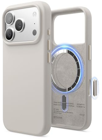 elago Magnetiskt Silikonskal För iPhone 17 Pro 6.3” – MagSafe-Kompatibelt, Premium Flytande Silikon, Skyddande, Stötsäkert, Slimmat (Sten)