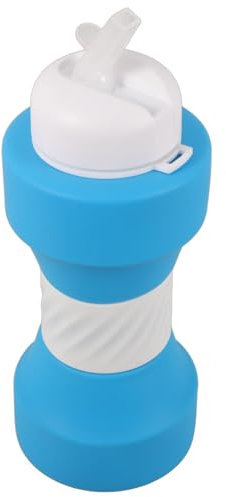 ibasenice Silicone Dumbbell Shape Water Bottle Large Capacity Sports Drink Bottle for Gym Yoga Office School Travel