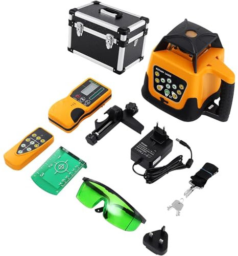Automatic Self-Leveling Transit Laser Level for Construction, 500M 360° Rotating Laser with Receiver for Precise Grading
