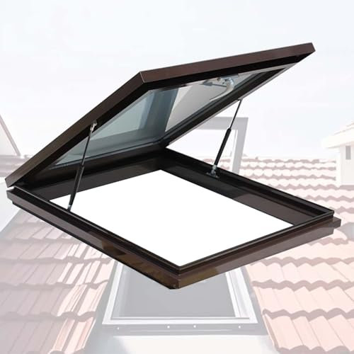 Claraboya de Techo, claraboya Cuadrada o Rectangular, claraboya con ventilación Manual, Ventana para iluminación subterránea, claraboya de aleación de Aluminio con Doble Vidrio (90 x 55 cm)