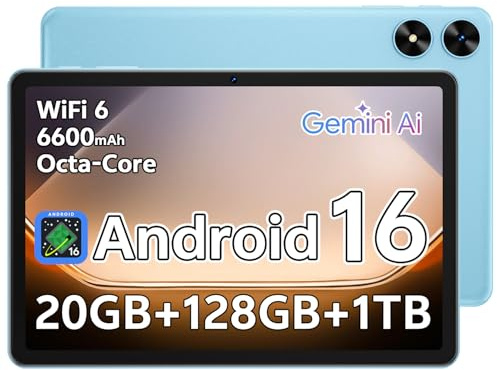 SHARECLOUD Tablet 10.1 inch Android 16 Tablet with Octa-Core Processor, 20GB RAM 128GB ROM 1 TB Expandable, 1280x800 HD IPS Touch Screen, GPS, 8H Battery, WiFi 6, BT 5.2, Dual Camera (Blue)