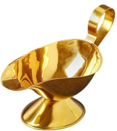 TOBBOMEY Edelstahl Soßenschale für Steaks Saucen und Salatdressings Multifunktionaler Ergonomischer Servierbehälter in Elegantem Gold für Restaurant und Zuhause