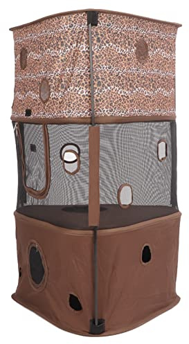 OPPWONG Tres Capas Casa Rascador para Gatos Transpirable y Estable Red de PE Casa de Juegos para Mascotas Estructura Triangular Cama Grande para Mascotas para Gatitos de Interior