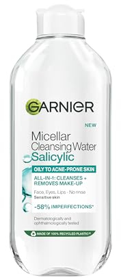 Garnier Micellar Salicylic Cleansing Water for Oily to Blemish-Prone Skin, Anti-Imperfection, Hypoallergenic, Suitable For All Skin Types Including Sensitive Skin & Eyes, Cruelty Free & Vegan, 400ml